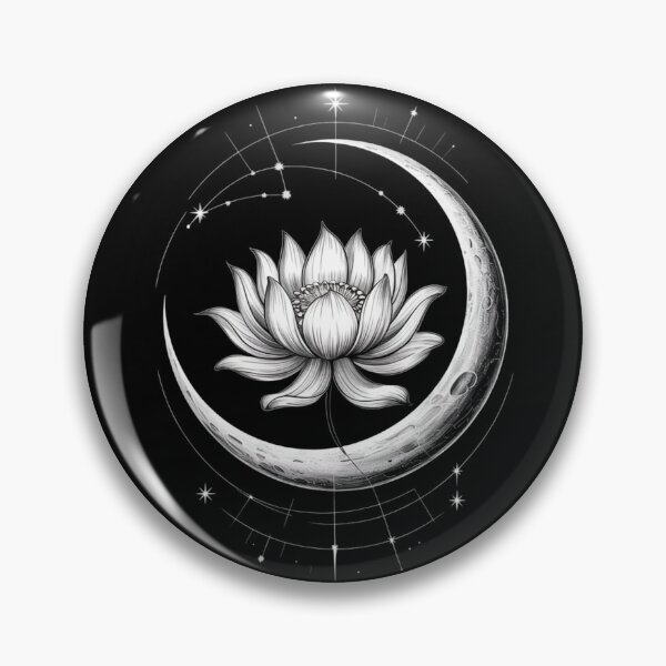 Item preview, Celestial Crescent Moon & Flower - Fine Line Art - Mystical White Graphic designed and sold by Design_Your_Day.