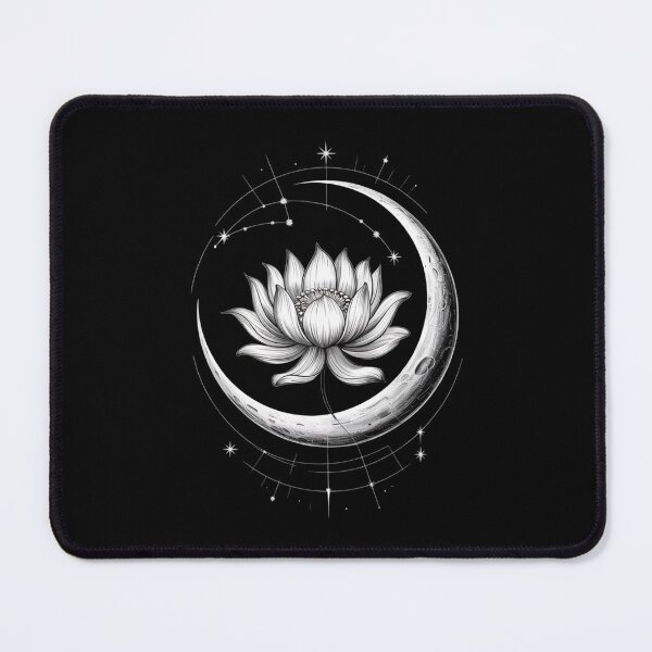 Item preview, Celestial Crescent Moon & Flower - Fine Line Art - Mystical White Graphic designed and sold by Design_Your_Day.