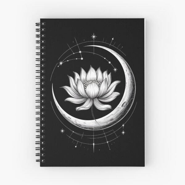 Item preview, Celestial Crescent Moon & Flower - Fine Line Art - Mystical White Graphic designed and sold by Design_Your_Day.