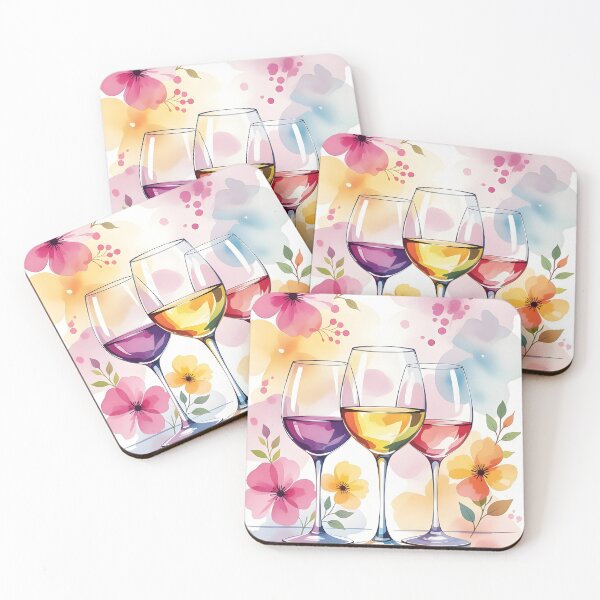 Artikelvorschau, Weingläser mit floralen Aquarellen entworfen und verkauft von Ponted.