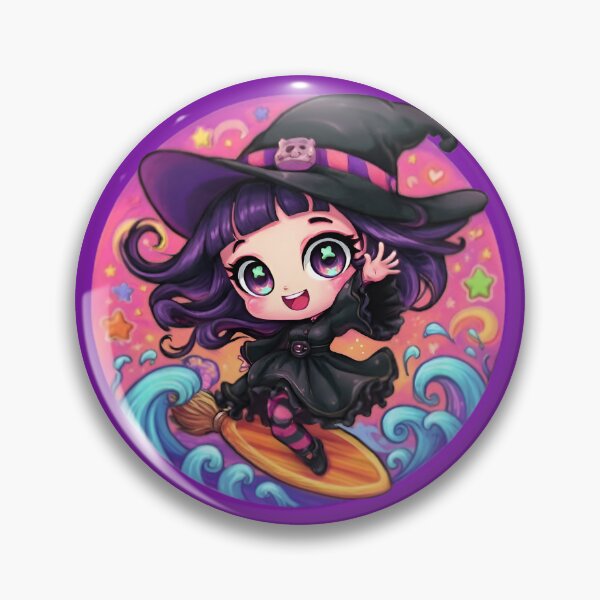 Item preview, Lisa Frank Inspired Witch Surfing Summerween Rainbow Gothic Sticker designed and sold by InkAndGloom.