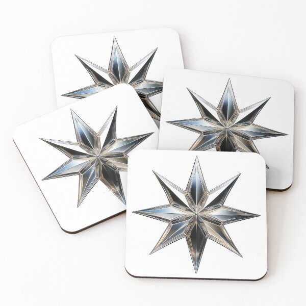 Item preview, Glossy chrome eight-point star on black background design designed and sold by ChernivtsiSkoda.