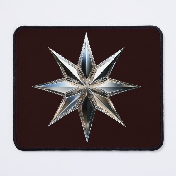 Item preview, Glossy chrome eight-point star on black background design designed and sold by ChernivtsiSkoda.
