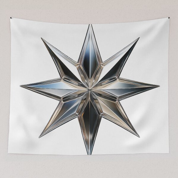 Item preview, Glossy chrome eight-point star on black background design designed and sold by ChernivtsiSkoda.