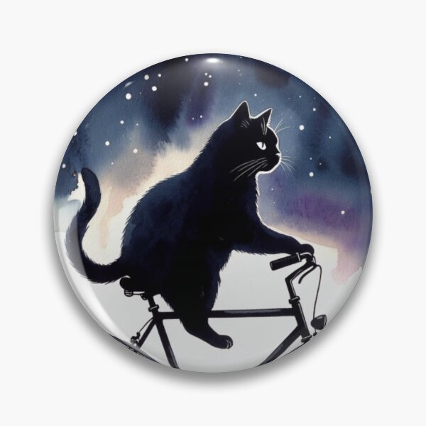 Item preview, Moonlit Black Cat on Bicycle Watercolor PNG, Celestial Cat Clipart, Night Sky Cat Illustration, Whimsical Animal Artwork designed and sold by GalleryPeak.