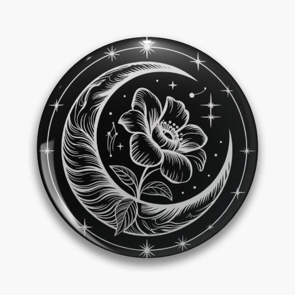 Item preview, Celestial Crescent Moon & Flower - Fine Line Art - Mystical White Graphic designed and sold by Design_Your_Day.