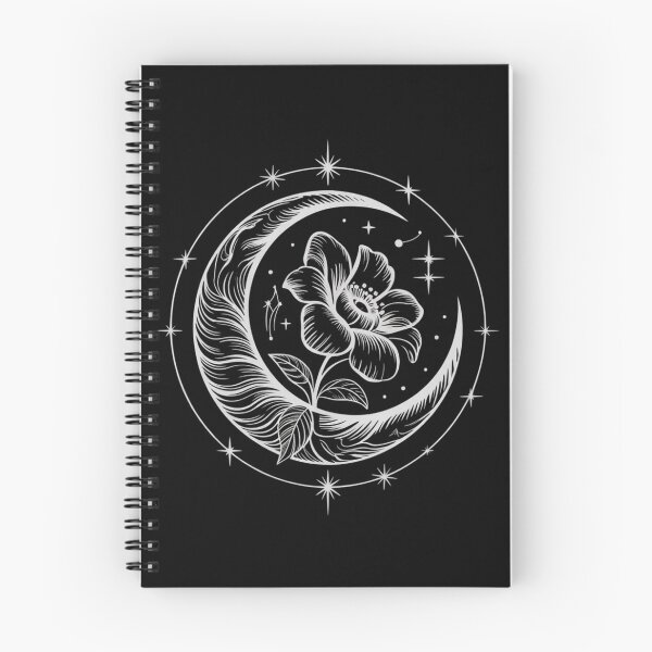 Item preview, Celestial Crescent Moon & Flower - Fine Line Art - Mystical White Graphic designed and sold by Design_Your_Day.