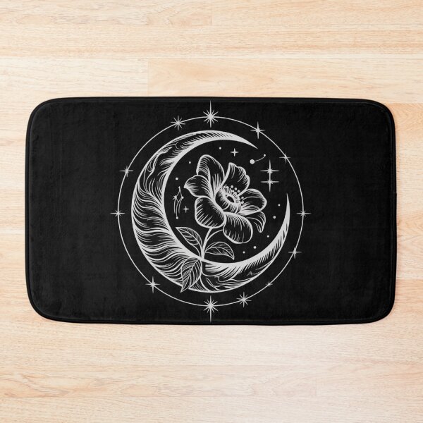 Item preview, Celestial Crescent Moon & Flower - Fine Line Art - Mystical White Graphic designed and sold by Design_Your_Day.