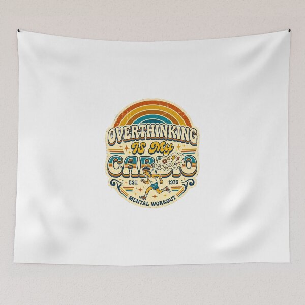 Item preview, Overthinking Is My Cardio Retro Vintage , Funny Anxiety Humor 70s Styles  designed and sold by Obinne.