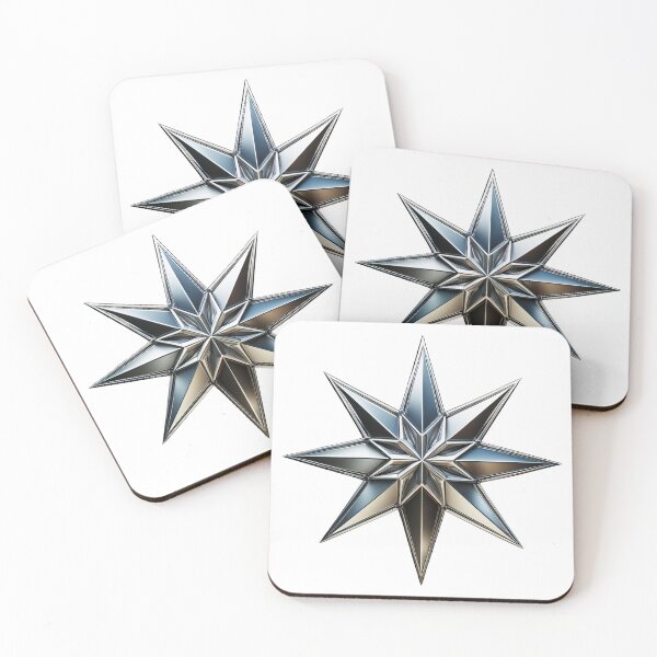 Item preview, Glossy chrome eight-point star on black background design designed and sold by ChernivtsiSkoda.