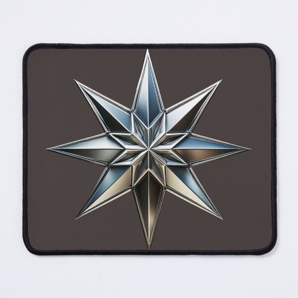 Item preview, Glossy chrome eight-point star on black background design designed and sold by ChernivtsiSkoda.