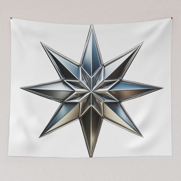 Item preview, Glossy chrome eight-point star on black background design designed and sold by ChernivtsiSkoda.