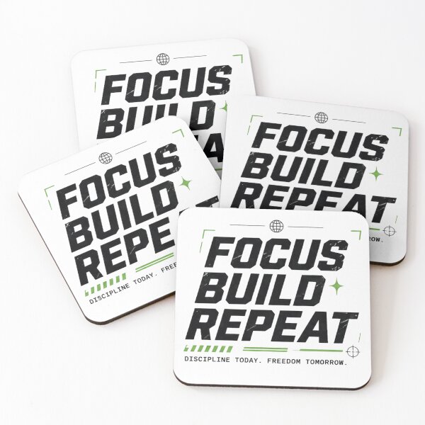 Item preview, Focus Build Repeat Motivational T-Shirt – Discipline Graphic Tee designed and sold by SoftErrorStudio.