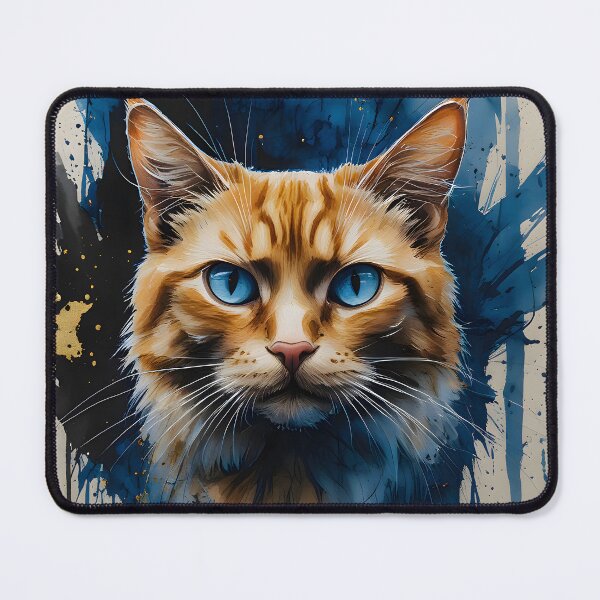 Item preview, Haunting Blue Eyed Ginger Cat Watercolor Splatter Art designed and sold by Paulocdias.