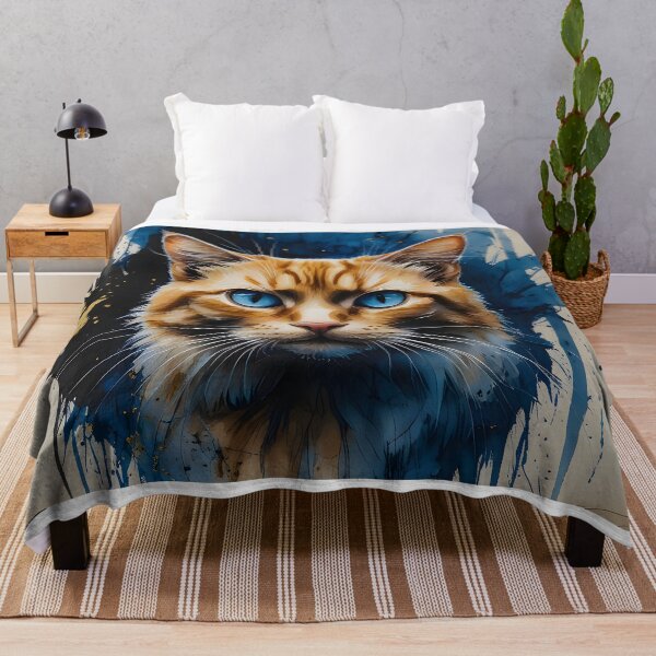 Item preview, Haunting Blue Eyed Ginger Cat Watercolor Splatter Art designed and sold by Paulocdias.