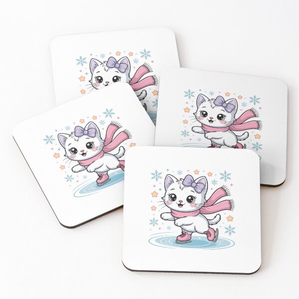 Item preview, Cute Ice-Skating Cat with Scarf designed and sold by jkrphoto.