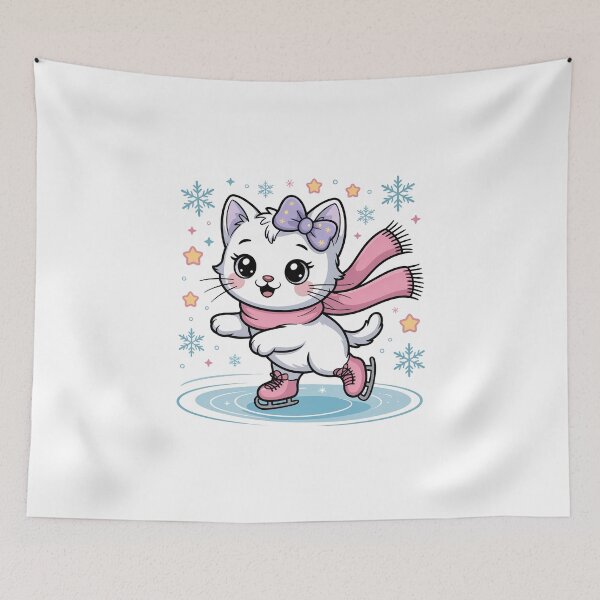 Item preview, Cute Ice-Skating Cat with Scarf designed and sold by jkrphoto.