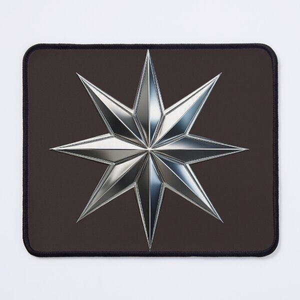 Item preview, Glossy chrome eight-point star on black background design designed and sold by ChernivtsiSkoda.