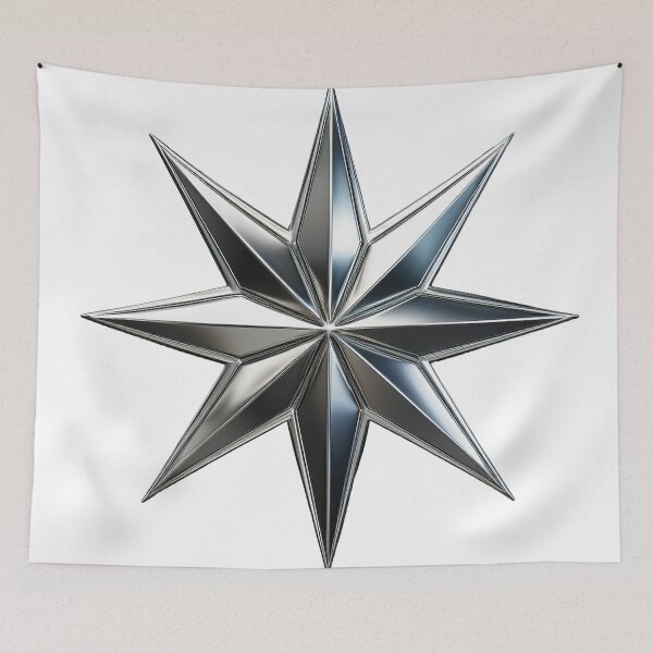 Item preview, Glossy chrome eight-point star on black background design designed and sold by ChernivtsiSkoda.