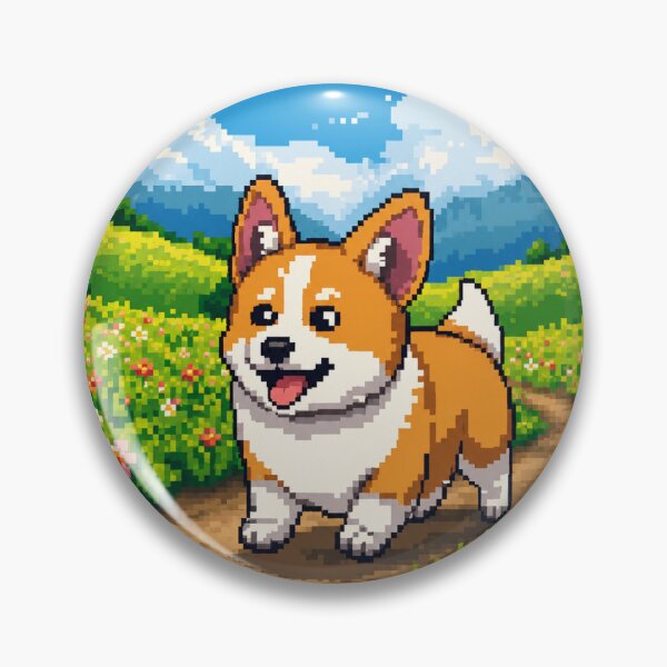 Item preview, perro corgi pixel art designed and sold by PixelNeonCo.