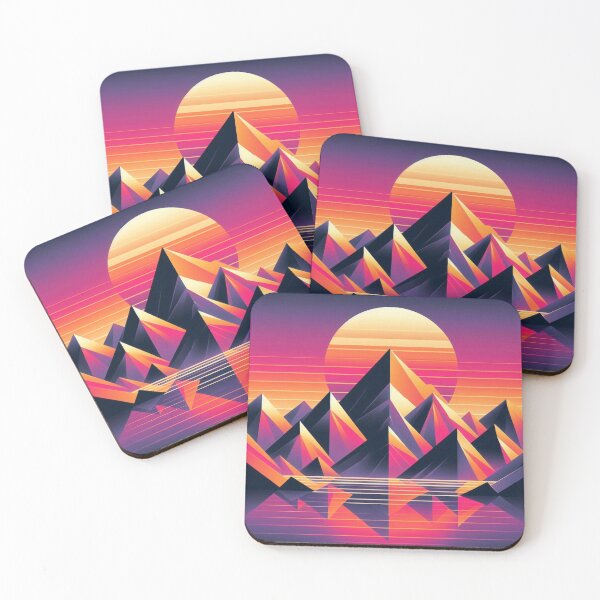 Item preview, Synthwave Sunset – Geometric Mountain Reflection designed and sold by Dogandesighn.