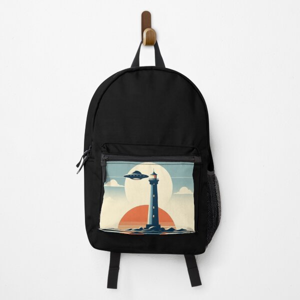 Item preview, Retro Lighthouse – UFO Sunset Encounter designed and sold by Dogandesighn.