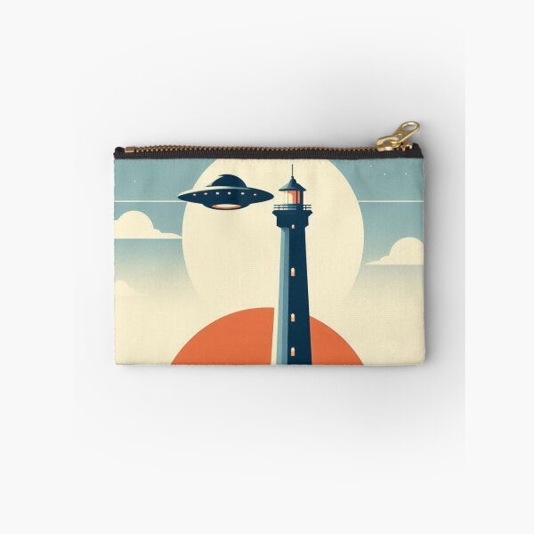 Item preview, Retro Lighthouse – UFO Sunset Encounter designed and sold by Dogandesighn.