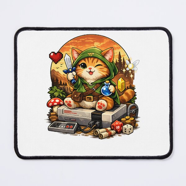 Item preview, Retro RPG Gamer Cat – Fantasy Adventure Pixel Gaming Tee designed and sold by jahiggin.