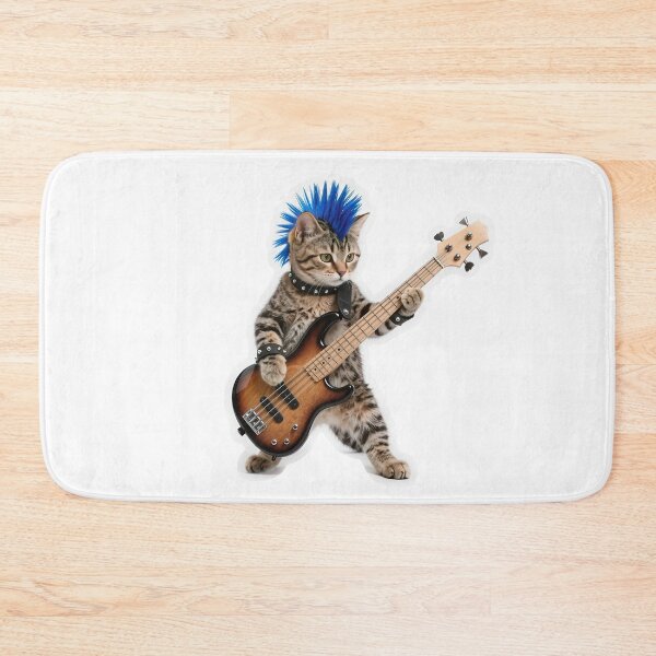 Item preview, Punk Rock Tabby Cat Bass Guitarist designed and sold by Winking-Kitten.