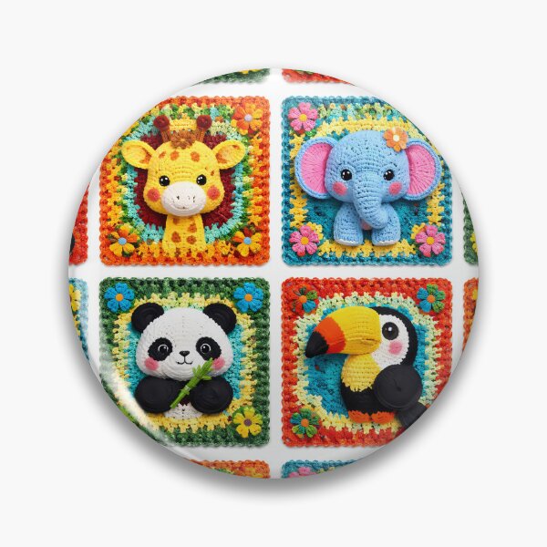 Item preview, Colorful Crocheted Animal Squares designed and sold by cuprum.