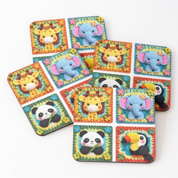Item preview, Colorful Crocheted Animal Squares designed and sold by cuprum.