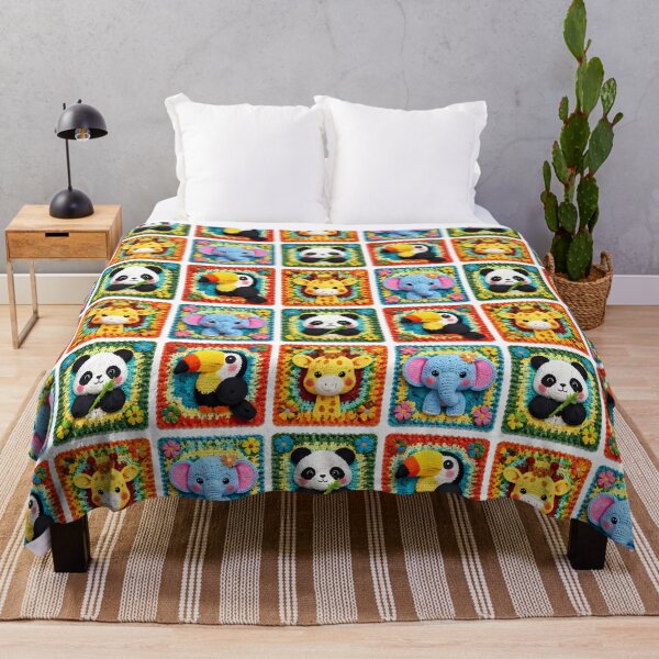 Item preview, Colorful Crocheted Animal Squares designed and sold by cuprum.