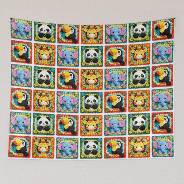 Item preview, Colorful Crocheted Animal Squares designed and sold by cuprum.