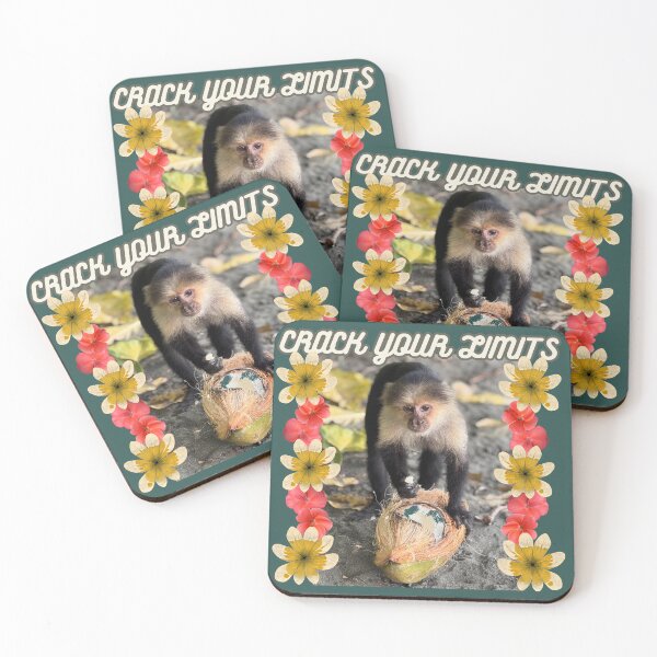 Item preview, Crack Your Limits Retro Monkey Coconut Flower Art designed and sold by PaniKulka.