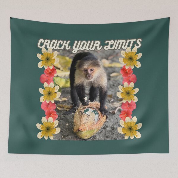 Item preview, Crack Your Limits Retro Monkey Coconut Flower Art designed and sold by PaniKulka.