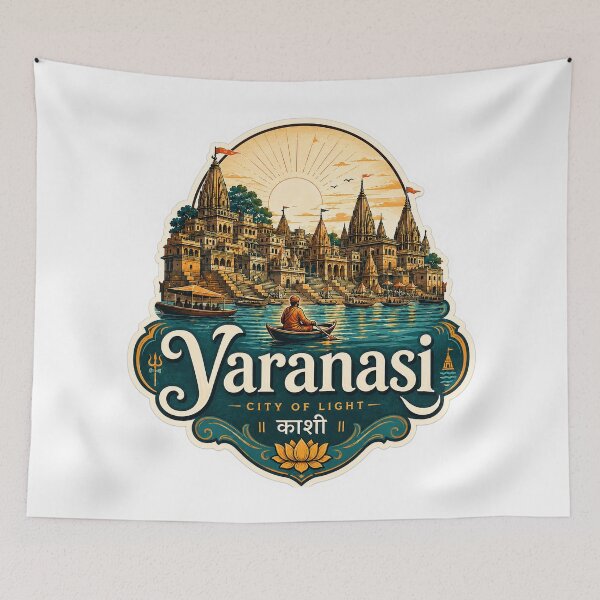 Item preview, Varanasi Ghats Spiritual Heritage Art designed and sold by ArtsyExplorer.