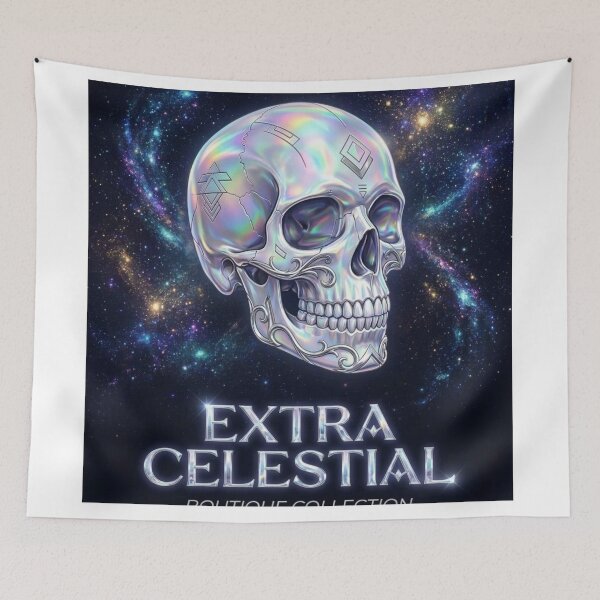 Item preview, Extra Celestial Iridescent Skull Art Extra Celestial aliencore space glam designed and sold by Gifter-ly.