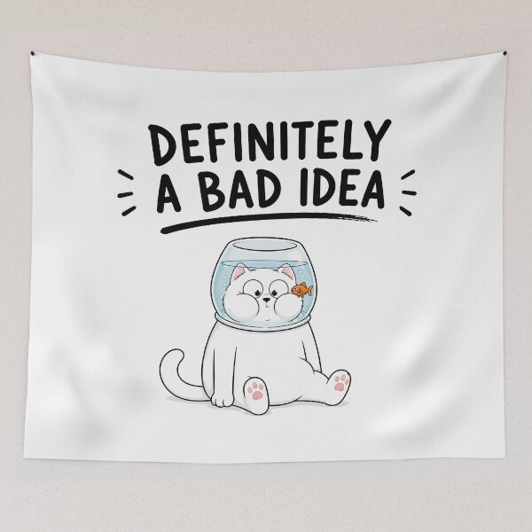 Item preview, Definitely A Bad Idea Funny Cat Shirt | Cute Goldfish Bowl Meme Design designed and sold by Unik Design.