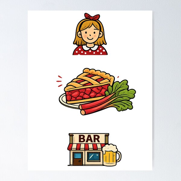 Item preview, Barbara's rhubarb bar emojis designed and sold by Pop, Culture and Stuff.