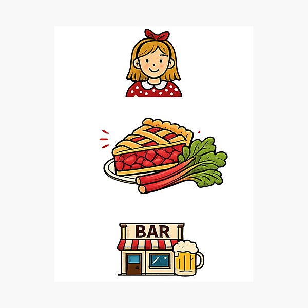 Item preview, Barbara's rhubarb bar emojis designed and sold by Pop, Culture and Stuff.
