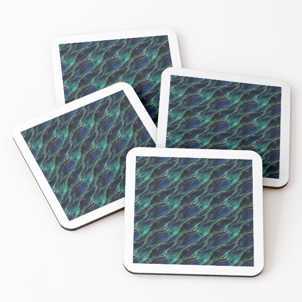 Item preview, Dark Emerald & Navy Blue Marble with Gold Veins designed and sold by TatyanaArt.