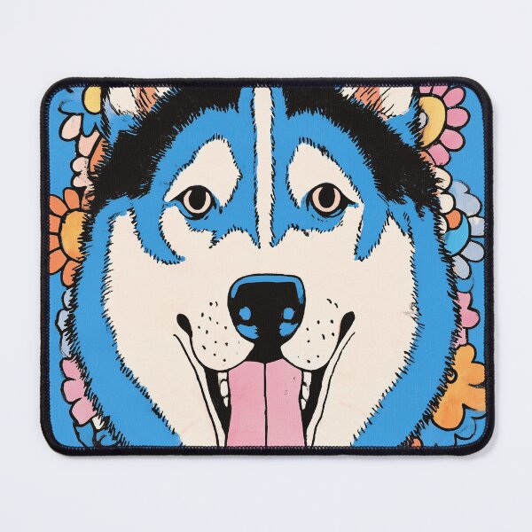 Item preview, Colorful Husky Surrounded by Flowers designed and sold by lautir.