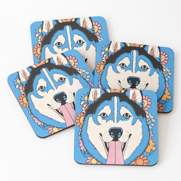 Item preview, Colorful Husky Surrounded by Flowers designed and sold by lautir.