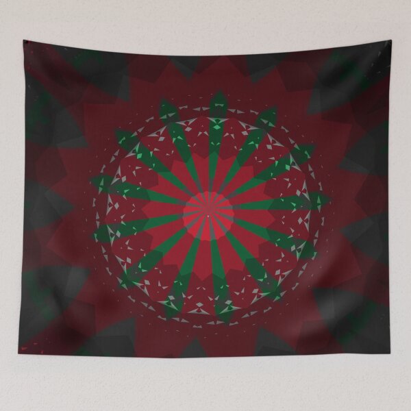 Item preview, Red Green Starburst Mandala designed and sold by IntelliMindDesigns.