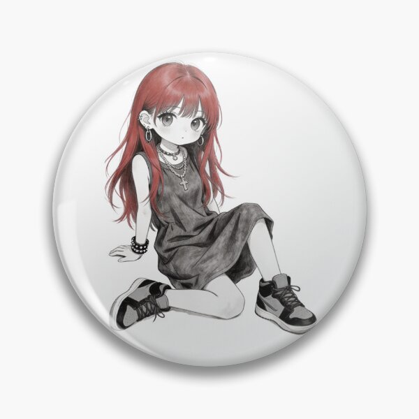 Item preview, Edgy Goth Red Hair Anime Chibi  designed and sold by unboxedbyJuls.