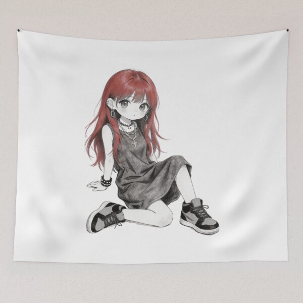 Item preview, Edgy Goth Red Hair Anime Chibi  designed and sold by unboxedbyJuls.