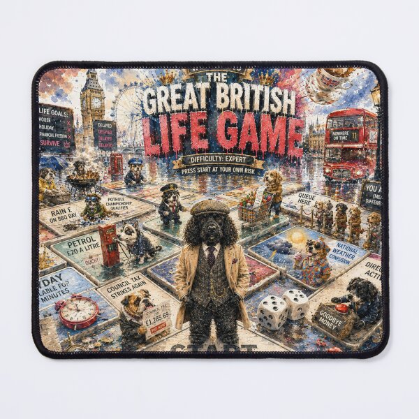 Item preview, Great British Life Game Satirical UK Humor Watercolor Poster designed and sold by Cockapoo Society.