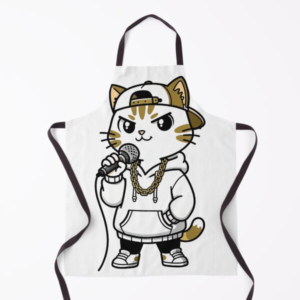Item preview, Cool Hip Hop Rapper Cat with Microphone and Gold Chain | Swag Cat Hoodie Art | Funny Rap Cat Illustration | Street Style Cat Print designed and sold by NeonKawaiiCo.