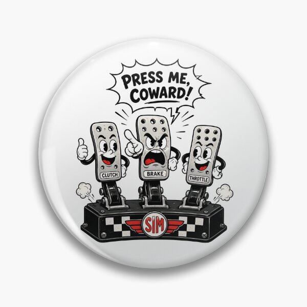 Item preview, Press Me Coward Funny Sim Racing Pedals Cartoon Mascot Art designed and sold by Fenay Designs.