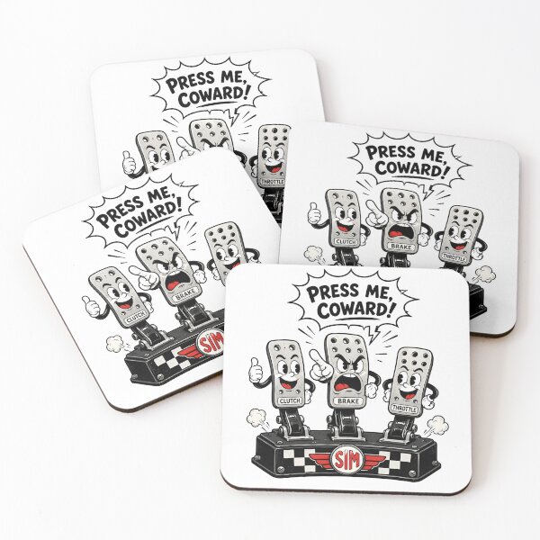 Item preview, Press Me Coward Funny Sim Racing Pedals Cartoon Mascot Art designed and sold by Fenay Designs.